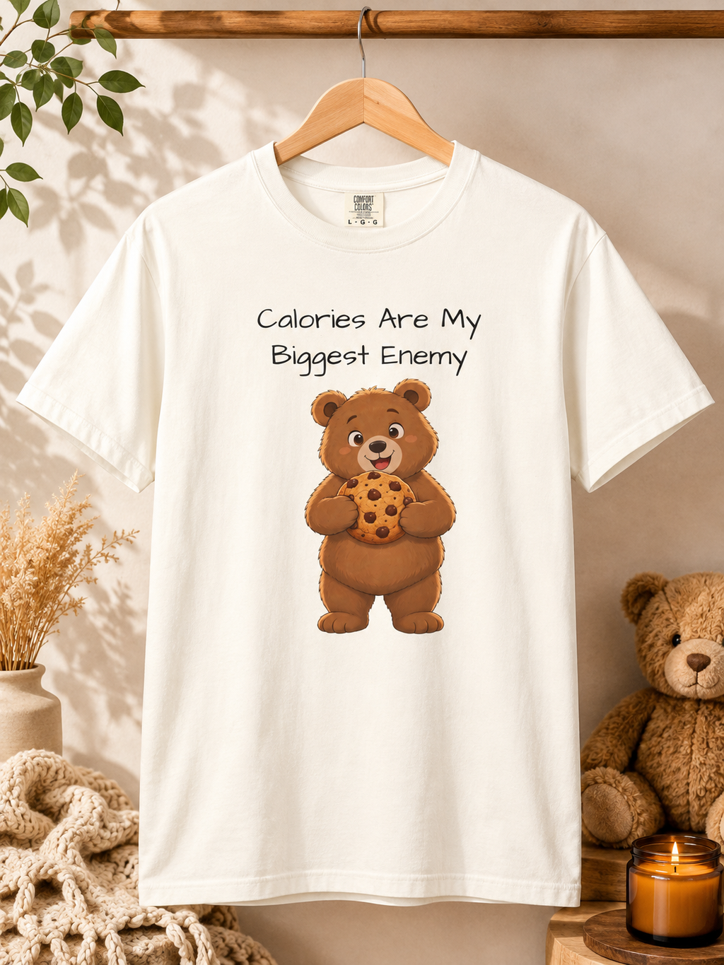 Calories Are My Biggest Enemy T-Shirt| Cute Bear Graphic Tee | Unisex Bear Lover Gift