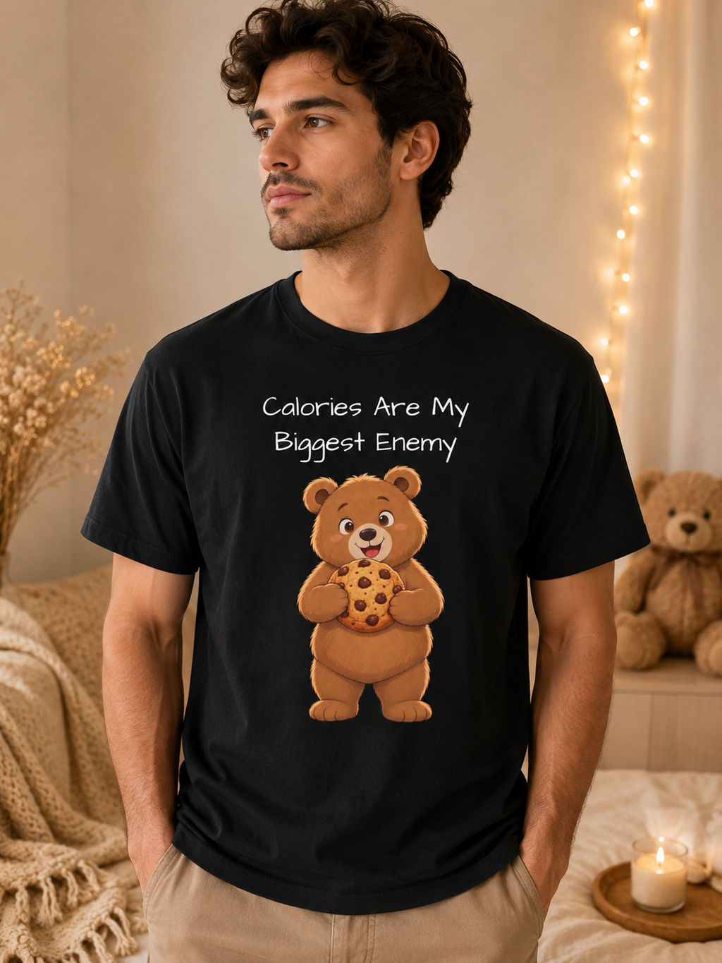 Calories Are My Biggest Enemy T-Shirt| Cute Bear Graphic Tee | Unisex Bear Lover Gift