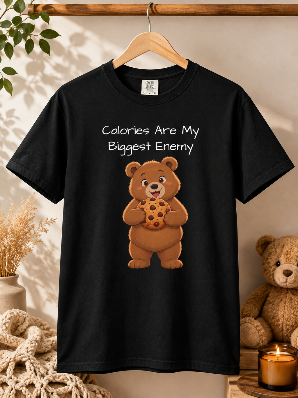 Calories Are My Biggest Enemy T-Shirt| Cute Bear Graphic Tee | Unisex Bear Lover Gift