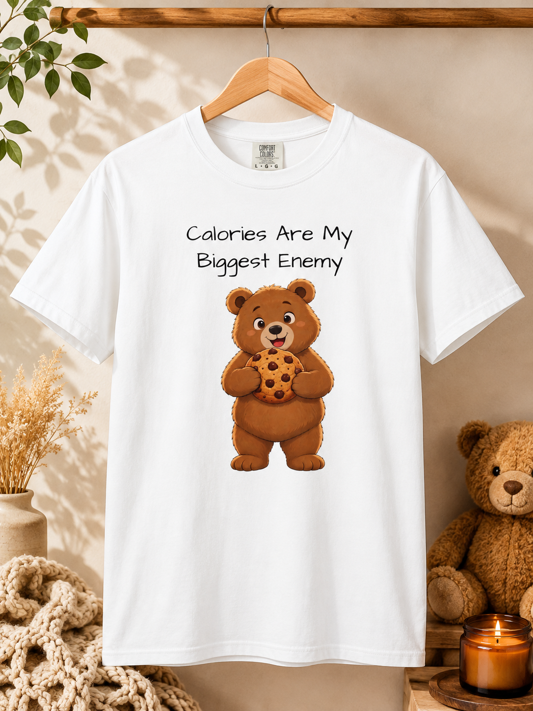 Calories Are My Biggest Enemy T-Shirt| Cute Bear Graphic Tee | Unisex Bear Lover Gift