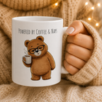Powered by Coffee & Naps Bear Coffee Mug 11oz,15oz | Cute Ceramic Mug