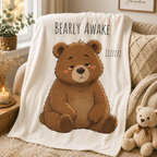 Bearly Awake Cute Bear Velveteen Plush Blanket | Cozy Animal Throw | Gift for Bear Lovers