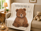 Hibernation Mode On Bear Blanket, Cute Bear Throw Blanket, Cozy Velveteen Plush Blanket, Bear Lover Gift, Funny Animal Blanket