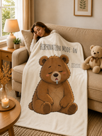 Hibernation Mode On Bear Blanket, Cute Bear Throw Blanket, Cozy Velveteen Plush Blanket, Bear Lover Gift, Funny Animal Blanket