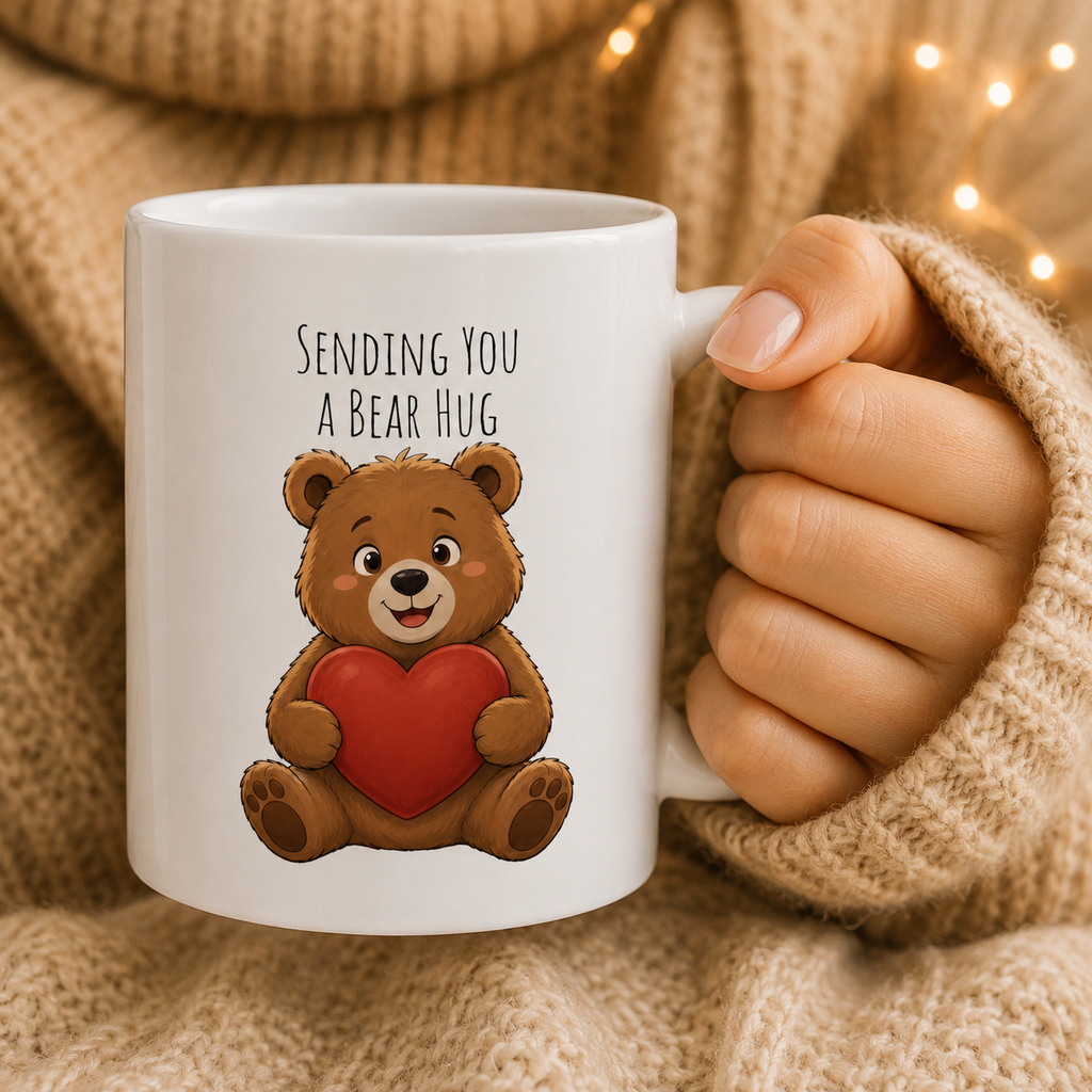 Sending You A Bear Hug Mug | Encouragement Gift | Bear Lover Gift | Positive Affirmation Ceramic Mug 11oz,15oz