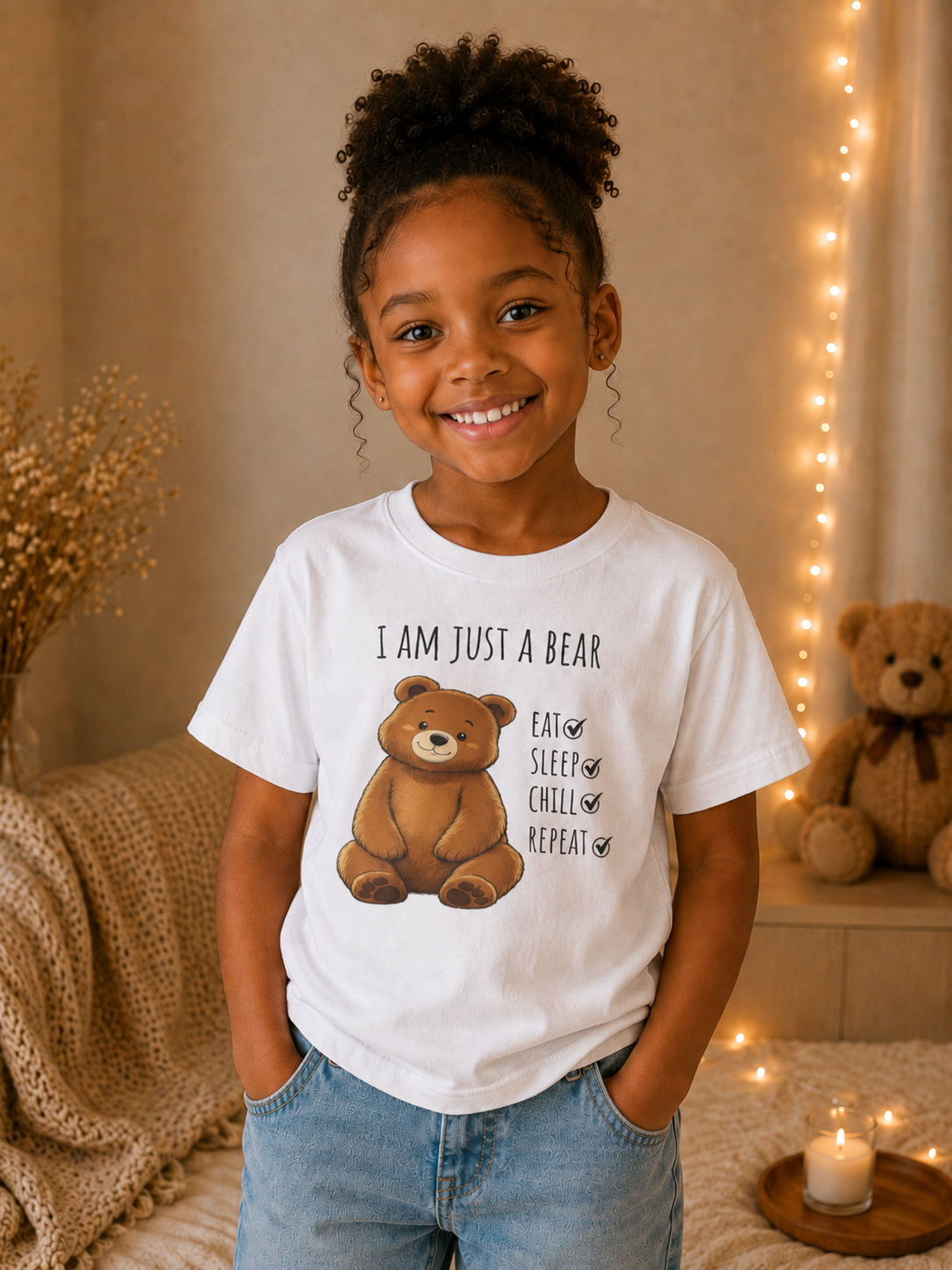 I Am Just a Bear Kids T-Shirt |  Bear Graphic Tee | Youth XS-XL | Ages 4-14