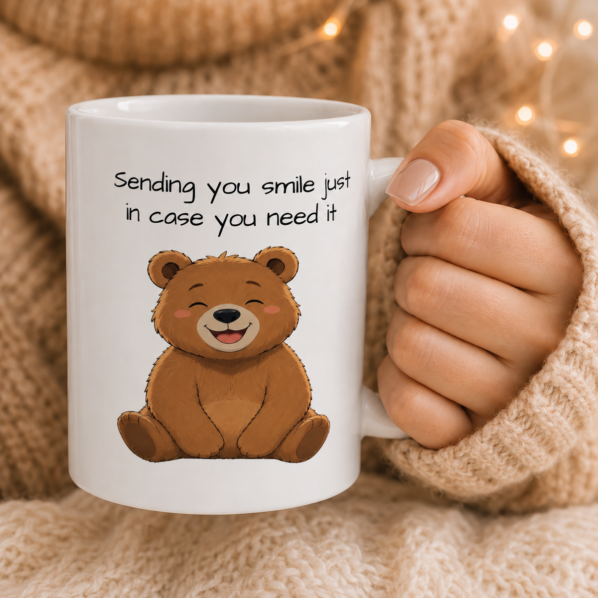 Cute Smiling Bear Mug | Cute Sleepy Bear Coffee Cup Coffee Mug 11oz, 15oz, I Bear Lover Gift, Cozy Tea Cup