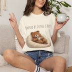 Powered by Coffee & Naps Bear T-Shirt | Cute Cozy Bear Unisex Graphic Tee | Coffee Lover Gift