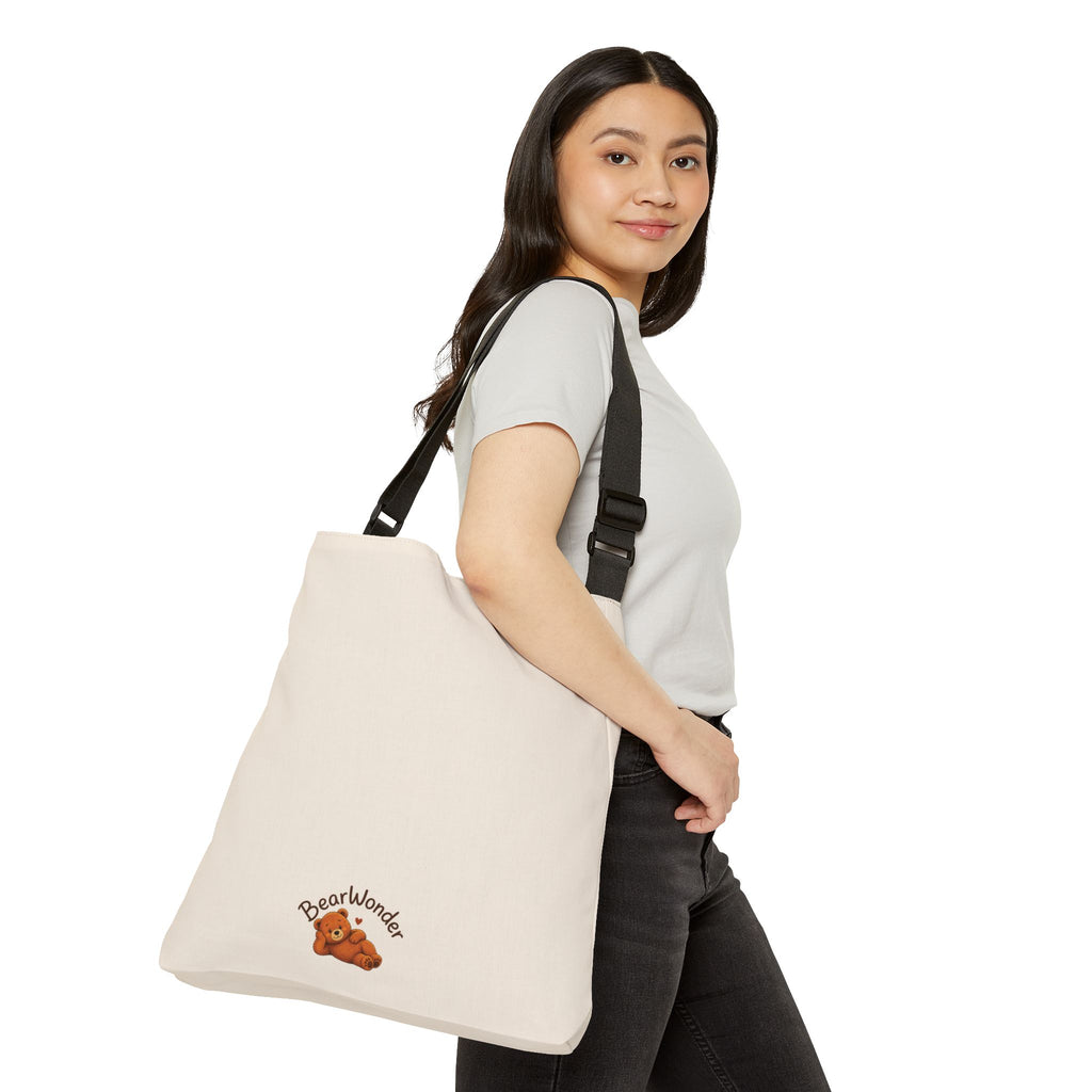 Cute Bear Traveler Adjustable Tote Bag | Bear Backpacking Illustration