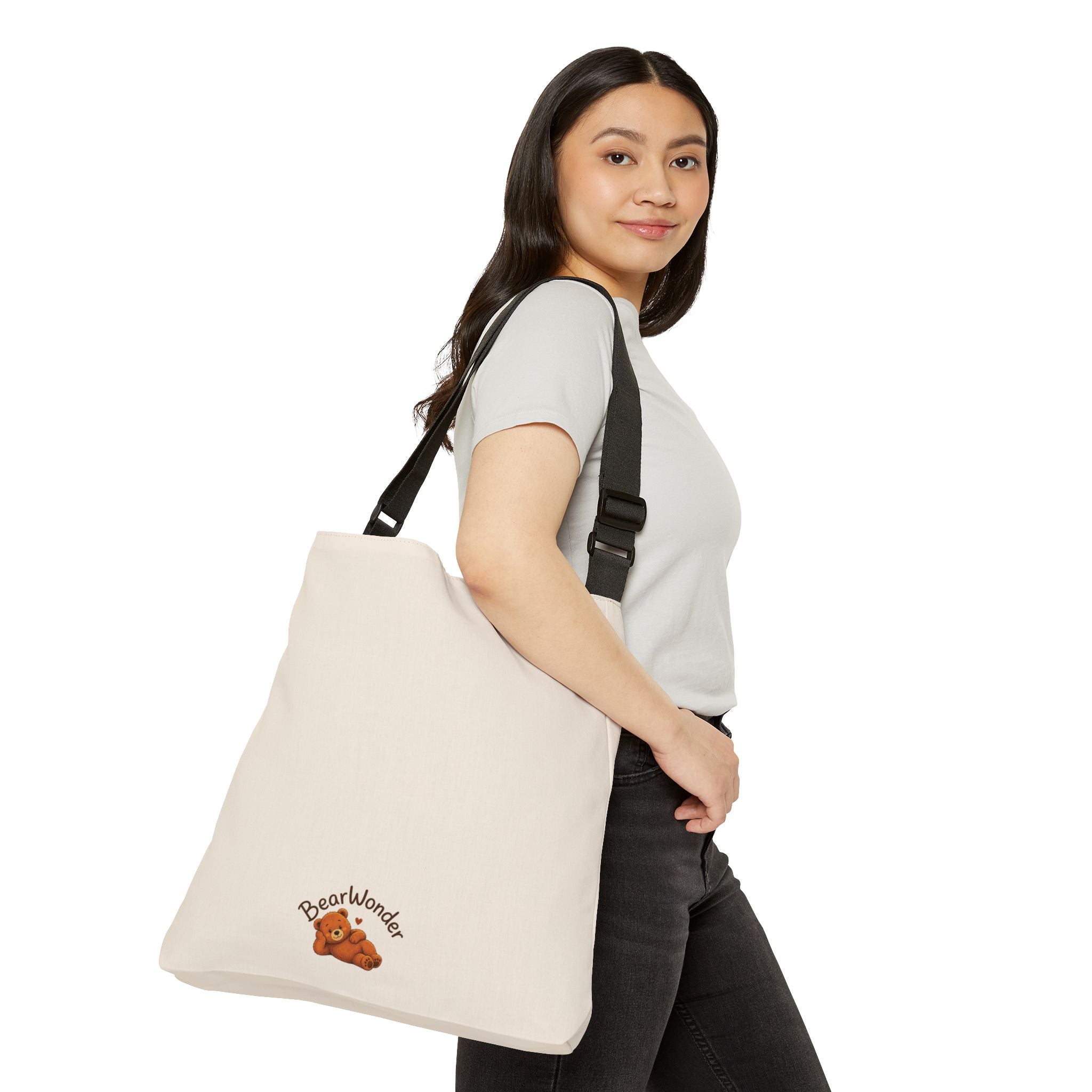 Cute Bear Traveler Adjustable Tote Bag | Bear Backpacking Illustration