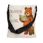Cute Bear Traveler Adjustable Tote Bag | Bear Backpacking Illustration