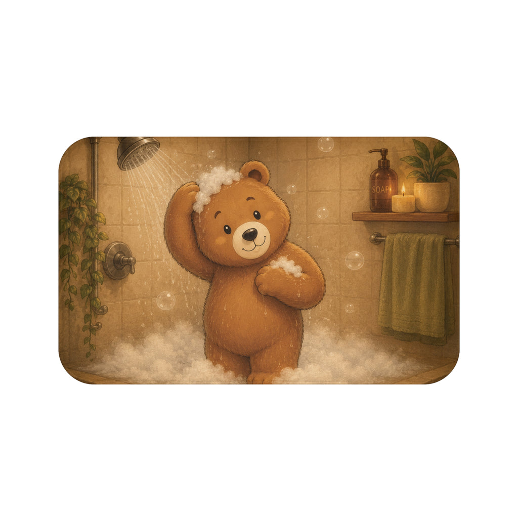Cute Bear Bath Mat | Soft Non-Slip Bathroom Rug | Cozy Bathroom Decor | Plush Shower Floor Mat | Animal Bath Rug