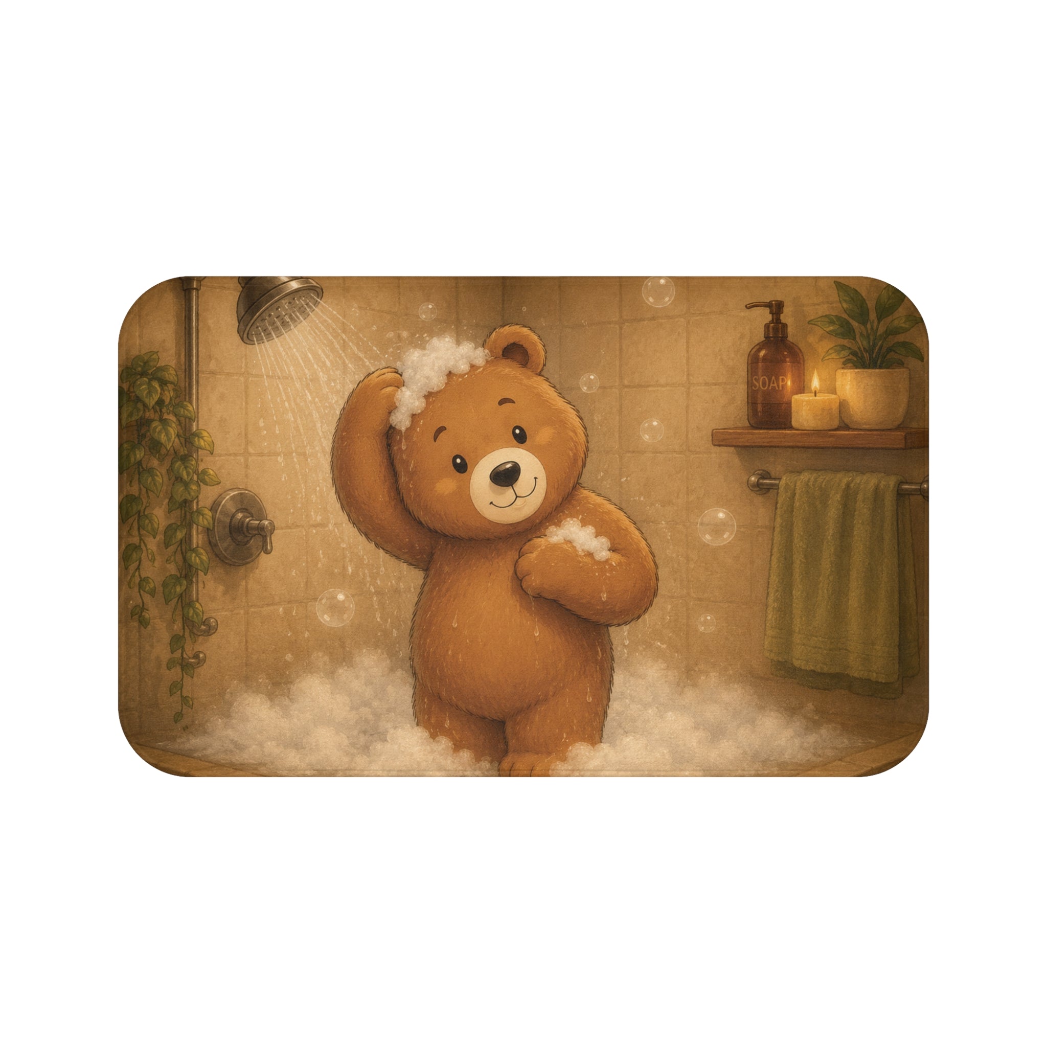 Cute Bear Bath Mat | Soft Non-Slip Bathroom Rug | Cozy Bathroom Decor | Plush Shower Floor Mat | Animal Bath Rug