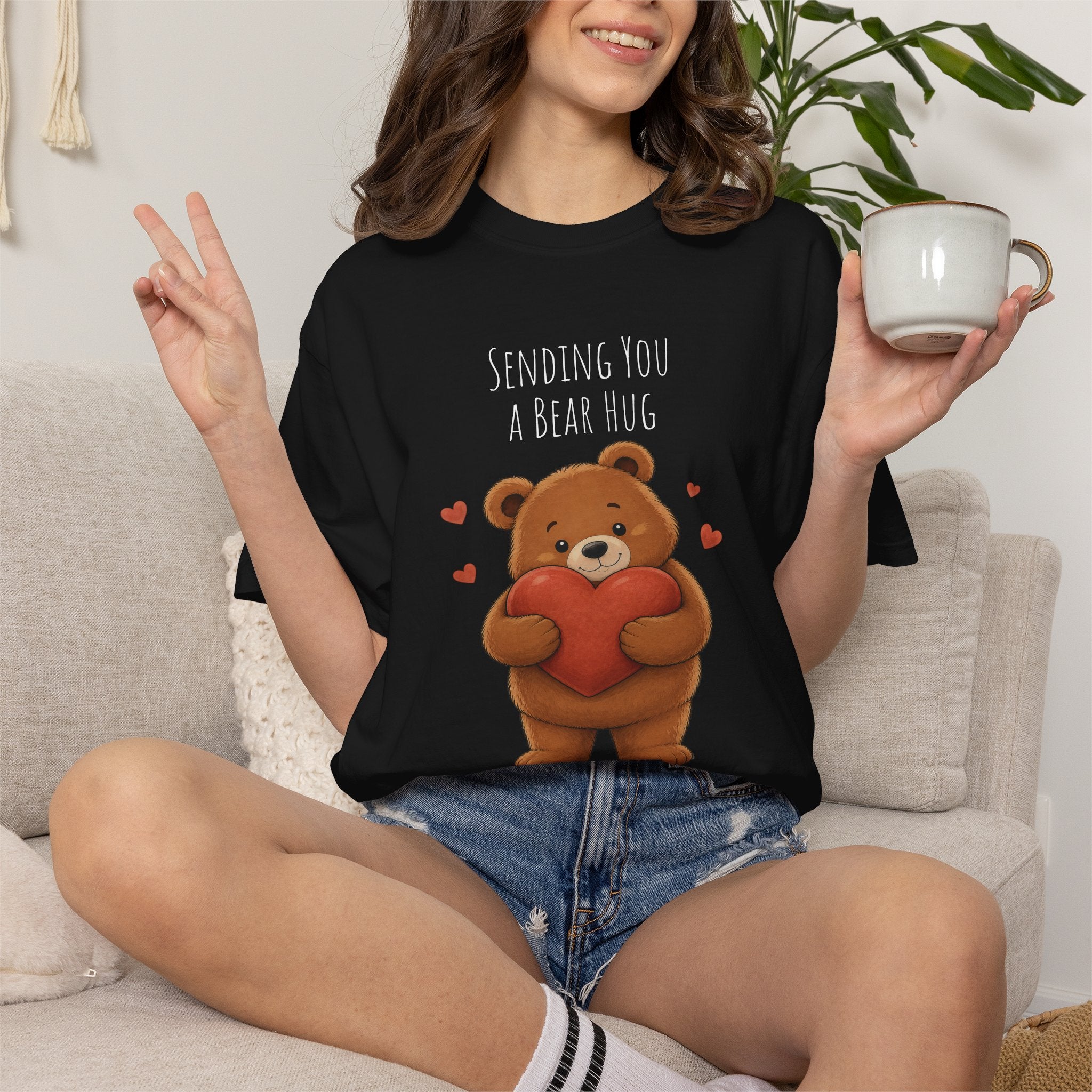 Sending You a Bear Hug T-Shirt Cute Bear Tee I Heart Warming Graphic Tee, Bear Lover Gift, Cozy Animal Lover T Shirt