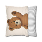 Cute Bear Pillow Cover | Teddy Bear Throw Pillow | Neutral Nursery Decor | Cozy Home Accent pillowcase