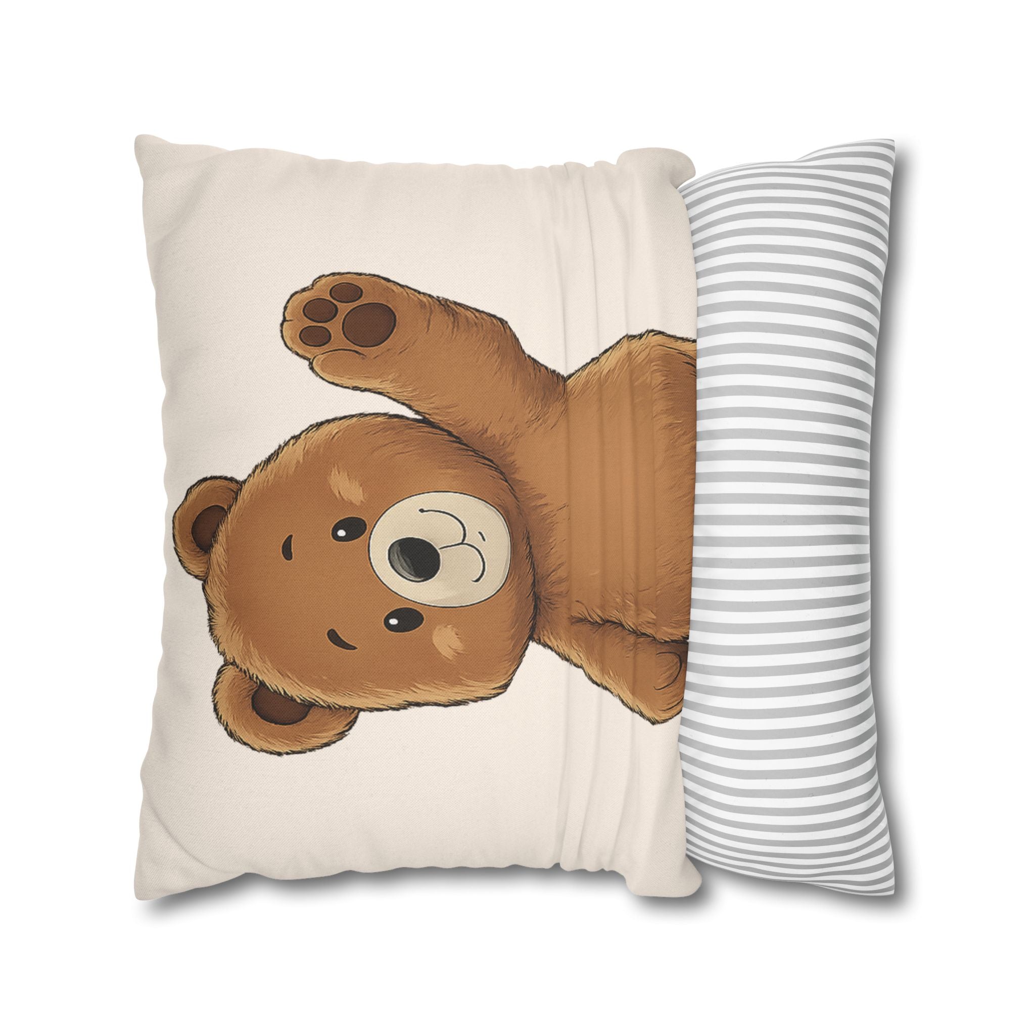 Cute Bear Pillow Cover | Teddy Bear Throw Pillow | Neutral Nursery Decor | Cozy Home Accent pillowcase