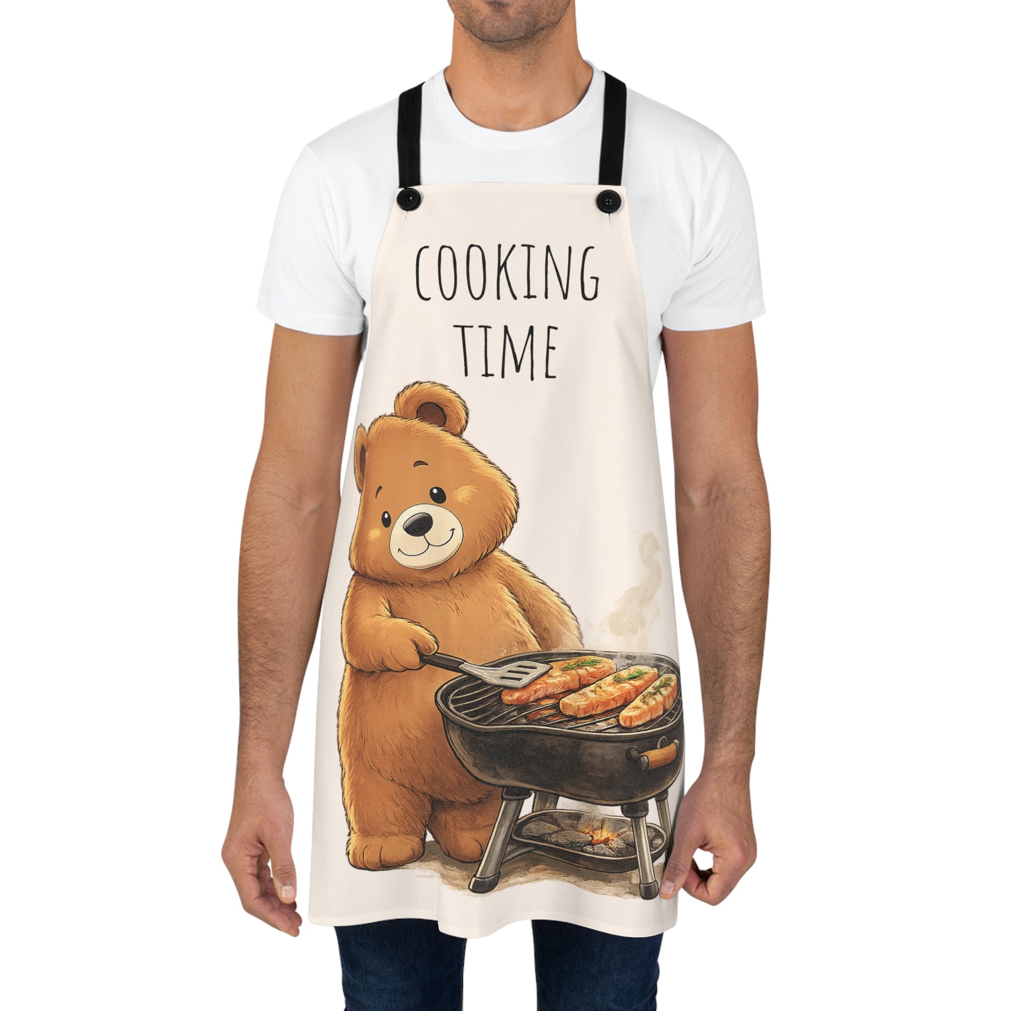 Cute Bear Cooking Apron | Cooking Time Kitchen Apron | Funny BBQ & Baking Apron | Gift for Home Cooks | Bear Lover Gift