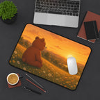 Cute Bear Desk Mat 32x16" | Large Mouse Pad | Cozy Office Desk Decor | Sunset Bear Gaming Mat | Bear Lover Gift