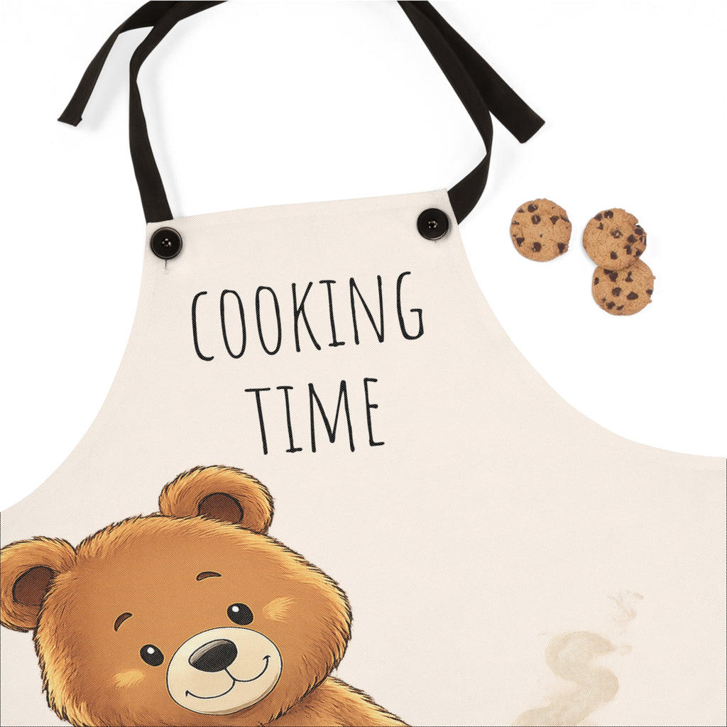 Cute Bear Cooking Apron | Cooking Time Kitchen Apron | Funny BBQ & Baking Apron | Gift for Home Cooks | Bear Lover Gift