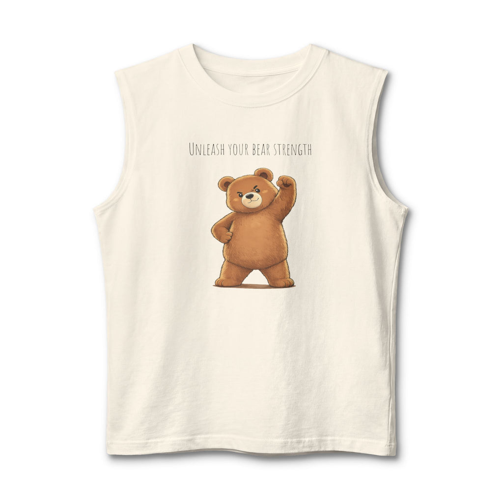 Unleash Your Bear Strength Muscle Tank Top | Cute Gym Bear Shirt | Cute Workout Tank | Unisex Sleeveless Fitness Top | Gift for Gym Lovers