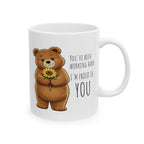 Cute Bear Sunflower Mug | I'm Proud of You Coffee Mug | Encouragement Gift | Positive Affirmation Ceramic Mug 11oz,15oz
