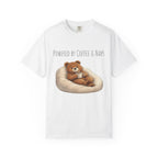Powered by Coffee & Naps Bear T-Shirt | Cute Cozy Bear Unisex Graphic Tee | Coffee Lover Gift