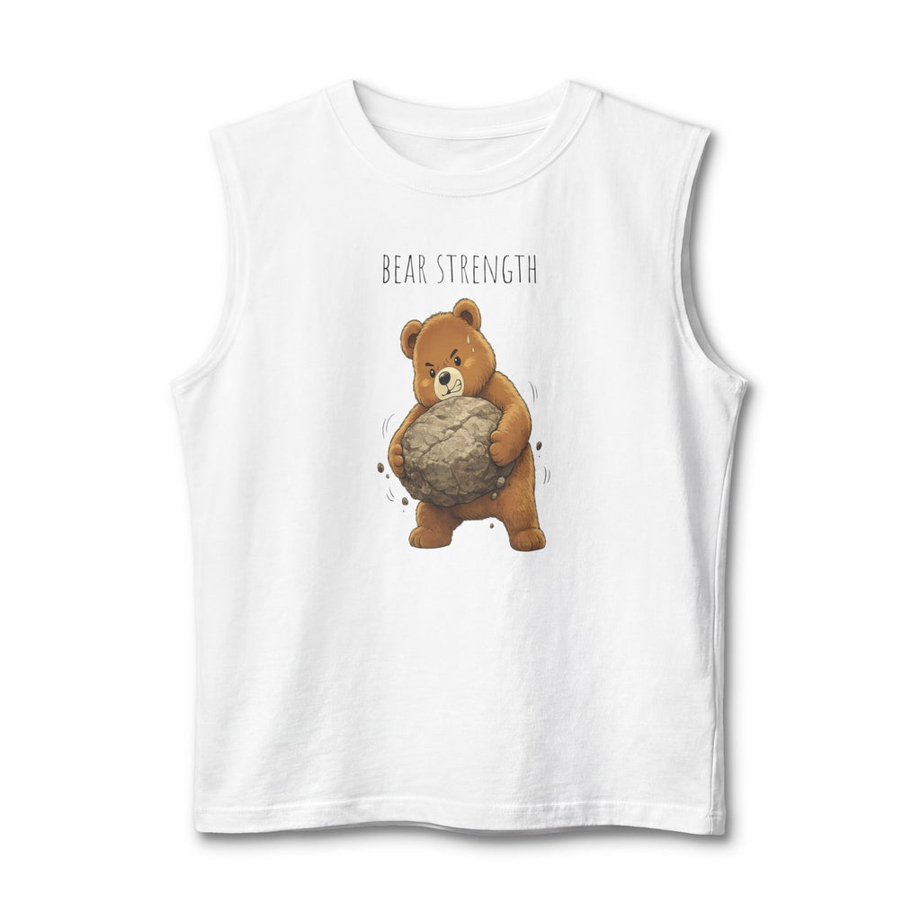 Bear Strength Muscle Tank Top | Cute Gym Bear Shirt | Cute Workout Tank | Unisex Sleeveless Fitness Top | Gift for Gym Lovers