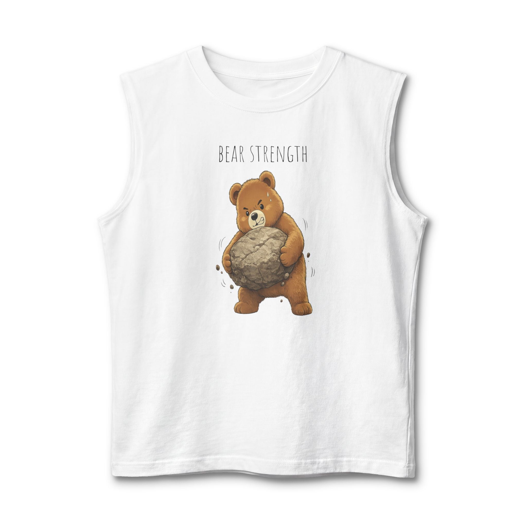 Bear Strength Muscle Tank Top | Cute Gym Bear Shirt | Cute Workout Tank | Unisex Sleeveless Fitness Top | Gift for Gym Lovers