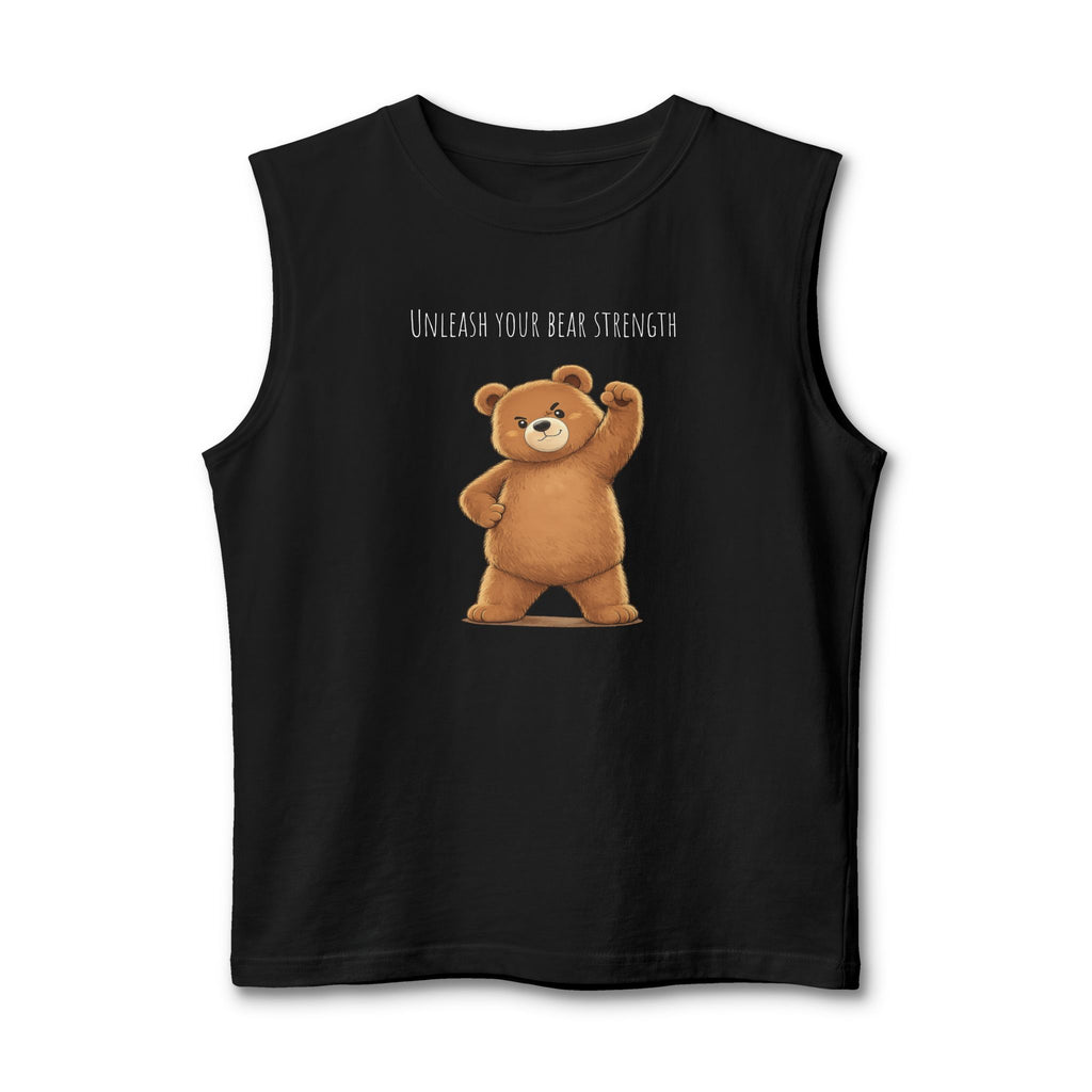 Unleash Your Bear Strength Muscle Tank Top | Cute Gym Bear Shirt | Cute Workout Tank | Unisex Sleeveless Fitness Top | Gift for Gym Lovers