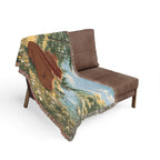 Cozy Bear Woven Blanket, Scenic Bear Tapestry Blanket, Nature River Throw, Rustic Cabin Decor, Woodland Bear Gift, Cozy Home Blanket