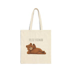 Hello Hooman Bear Tote Bag | Cute Canvas Tote for Everyday Use | Reusable Shoulder Bag | Bear Lover Gift
