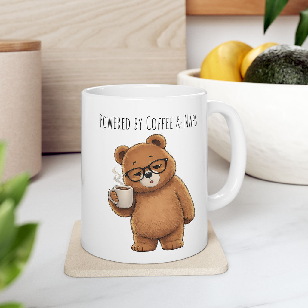 Powered by Coffee & Naps Bear Coffee Mug 11oz,15oz | Cute Ceramic Mug