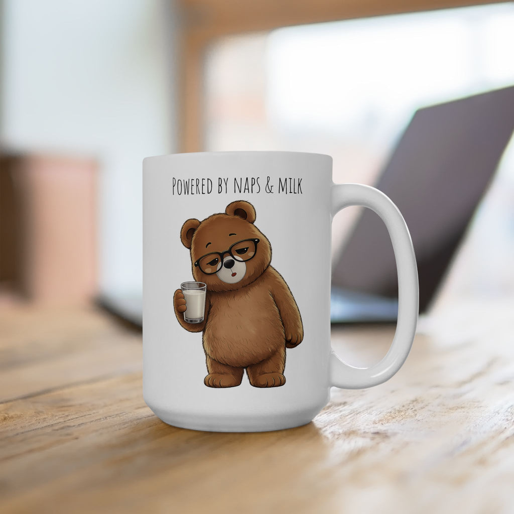 Powered by Naps & Milk Bear Coffee Mug 11oz,15oz | Cute Ceramic Mug