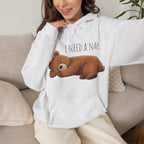 I Need A Nap Bearly Awake Bear Hoodie | Cute Bear Front Back Print