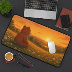 Cute Bear Desk Mat 32x16" | Large Mouse Pad | Cozy Office Desk Decor | Sunset Bear Gaming Mat | Bear Lover Gift
