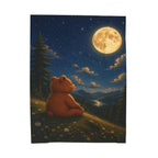 Moonlit Bear Plush Blanket, Velveteen Plush Blanket, Nature Lover Gift, Cozy Bear Gift, Bear lover Gift
