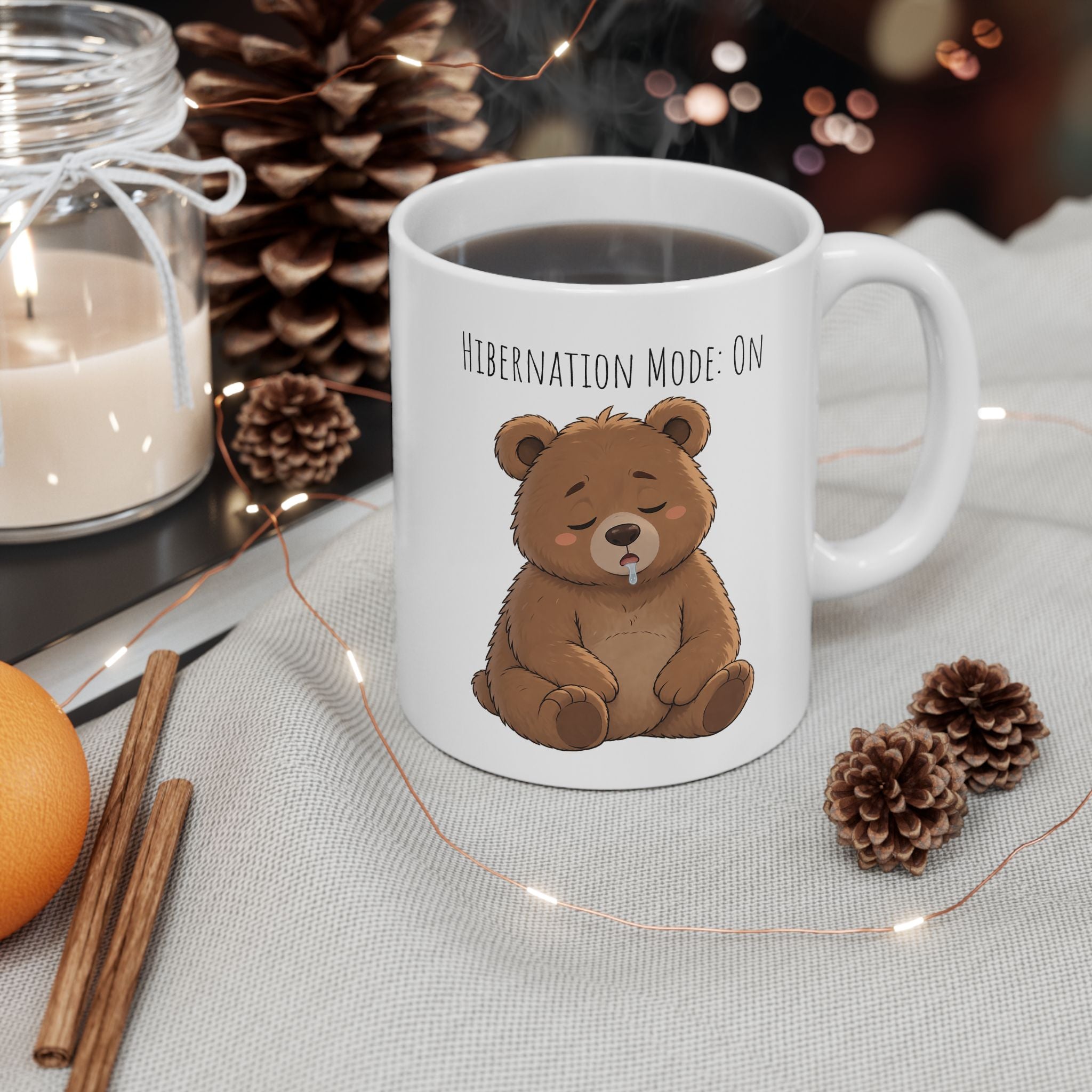 Hibernation Mode:On Cute Bear Mug | Cute Sleepy Bear Coffee Cup Coffee Mug 11oz, 15oz, I Bear Lover Gift, Cozy Tea Cup