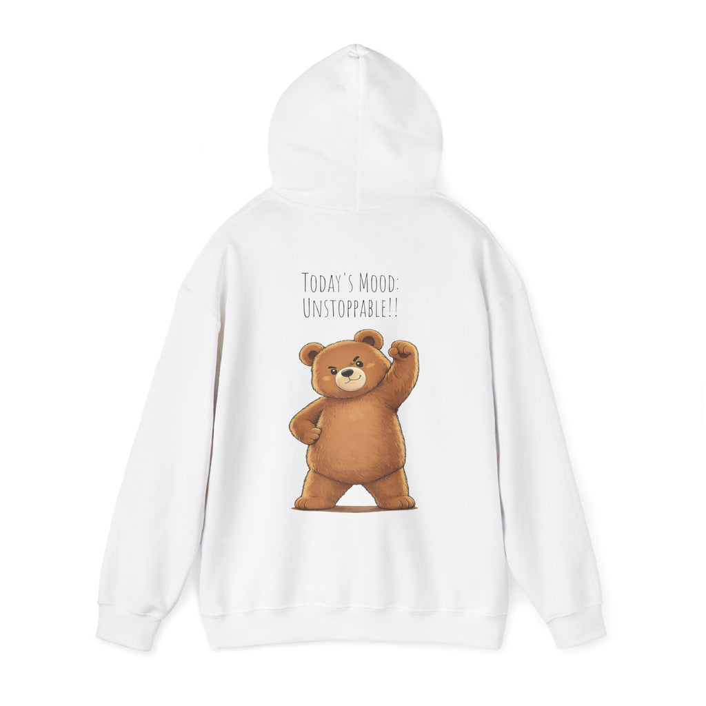 Cute Bear Motivational Hoodie | I Can. I Will. Watch Me. | Front & Back Graphic Unisex Pullover Sweatshirt