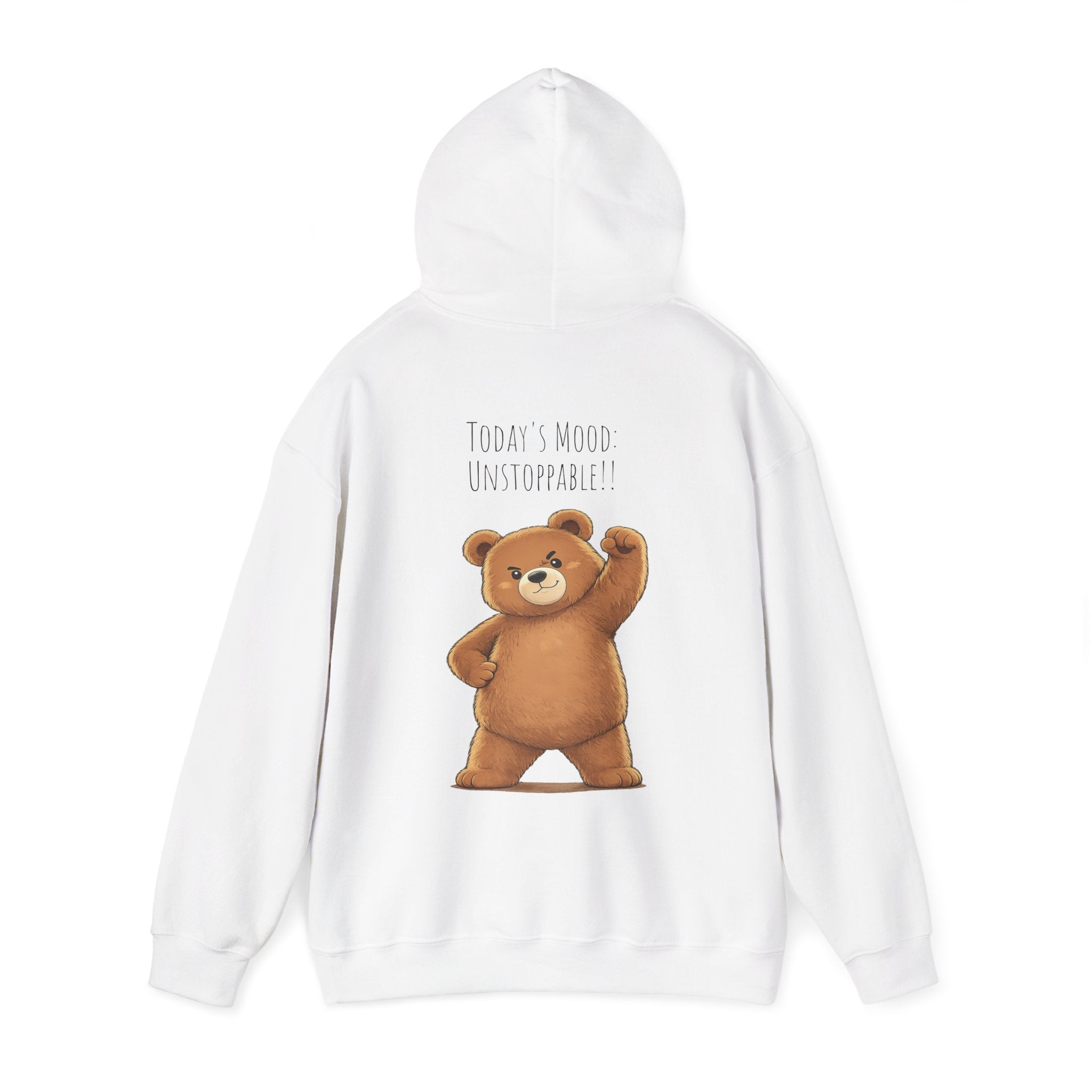 Cute Bear Motivational Hoodie | I Can. I Will. Watch Me. | Front & Back Graphic Unisex Pullover Sweatshirt