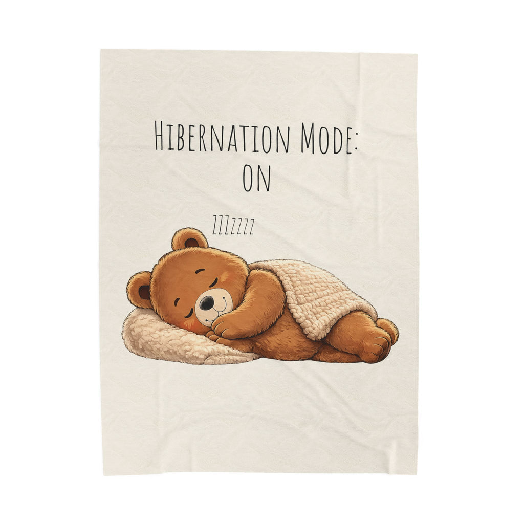 Hibernation Mode On Bear Blanket, Cute Bear Throw Blanket, Cozy Velveteen Plush Blanket, Bear Lover Gift, Funny Animal Blanket