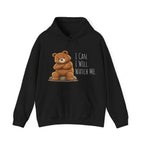 Cute Bear Motivational Hoodie | I Can. I Will. Watch Me. | Front & Back Graphic Unisex Pullover Sweatshirt