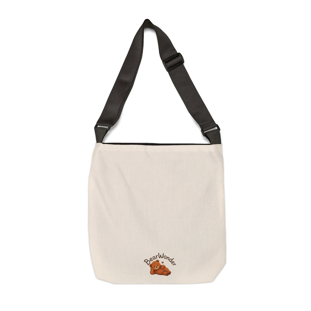 Cute Bear Traveler Adjustable Tote Bag | Bear Backpacking Illustration