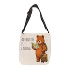 Cute Bear Traveler Adjustable Tote Bag | Bear Backpacking Illustration