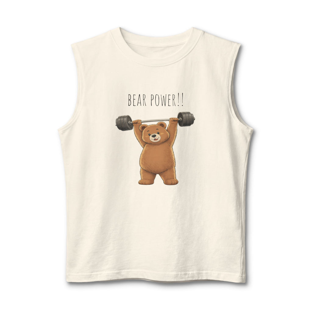 Bear Power Muscle Tank | Cute Gym Bear Shirt | Cute Workout Tank | Unisex Sleeveless Fitness Top | Gift for Gym Lovers