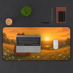 Cute Bear Desk Mat 32x16" | Large Mouse Pad | Cozy Office Desk Decor | Sunset Bear Gaming Mat | Bear Lover Gift