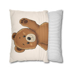 Cute Bear Pillow Cover 20x20 | Teddy Bear Throw Pillow | Neutral Nursery Decor | Cozy Home Accent pillowcase