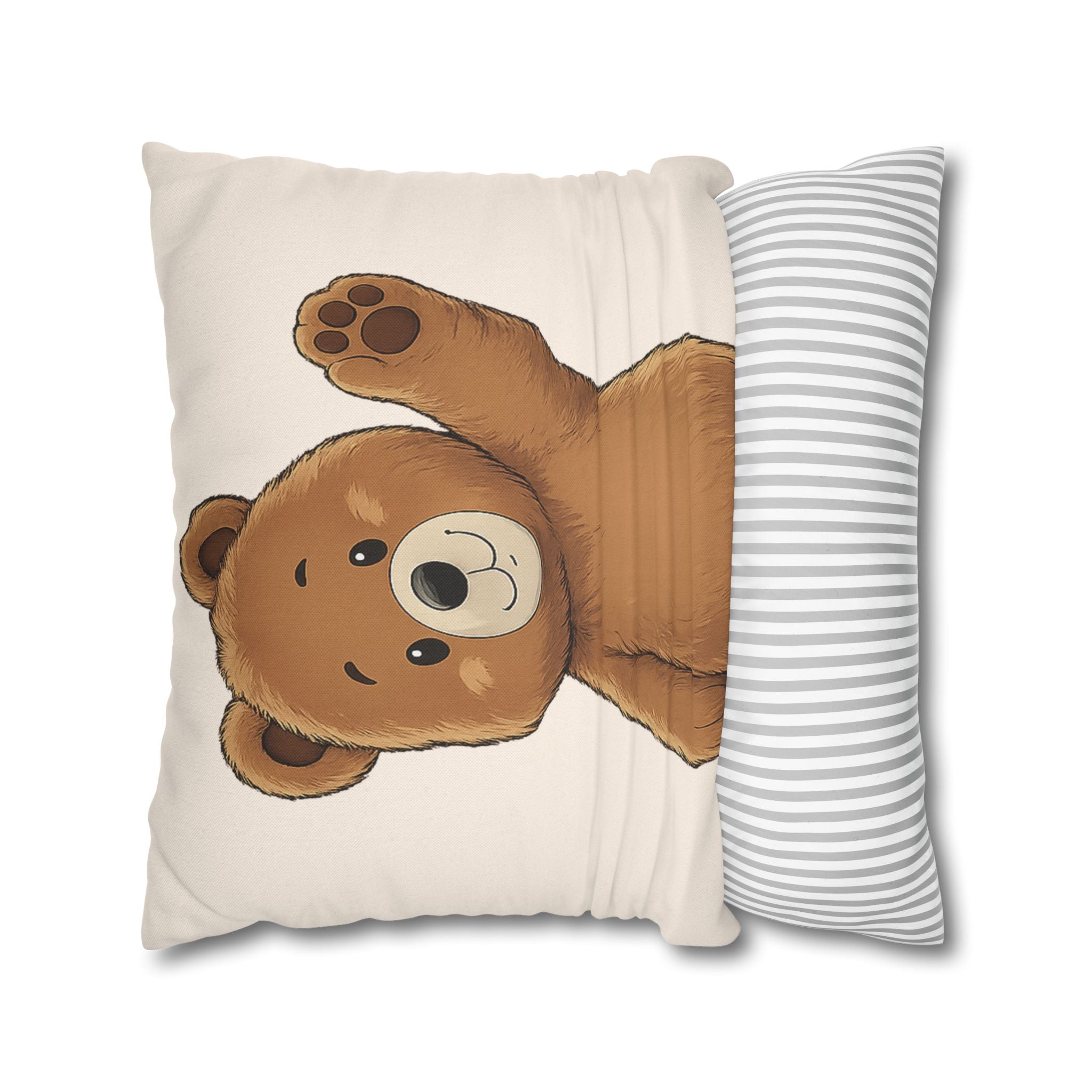 Cute Bear Pillow Cover 20x20 | Teddy Bear Throw Pillow | Neutral Nursery Decor | Cozy Home Accent pillowcase