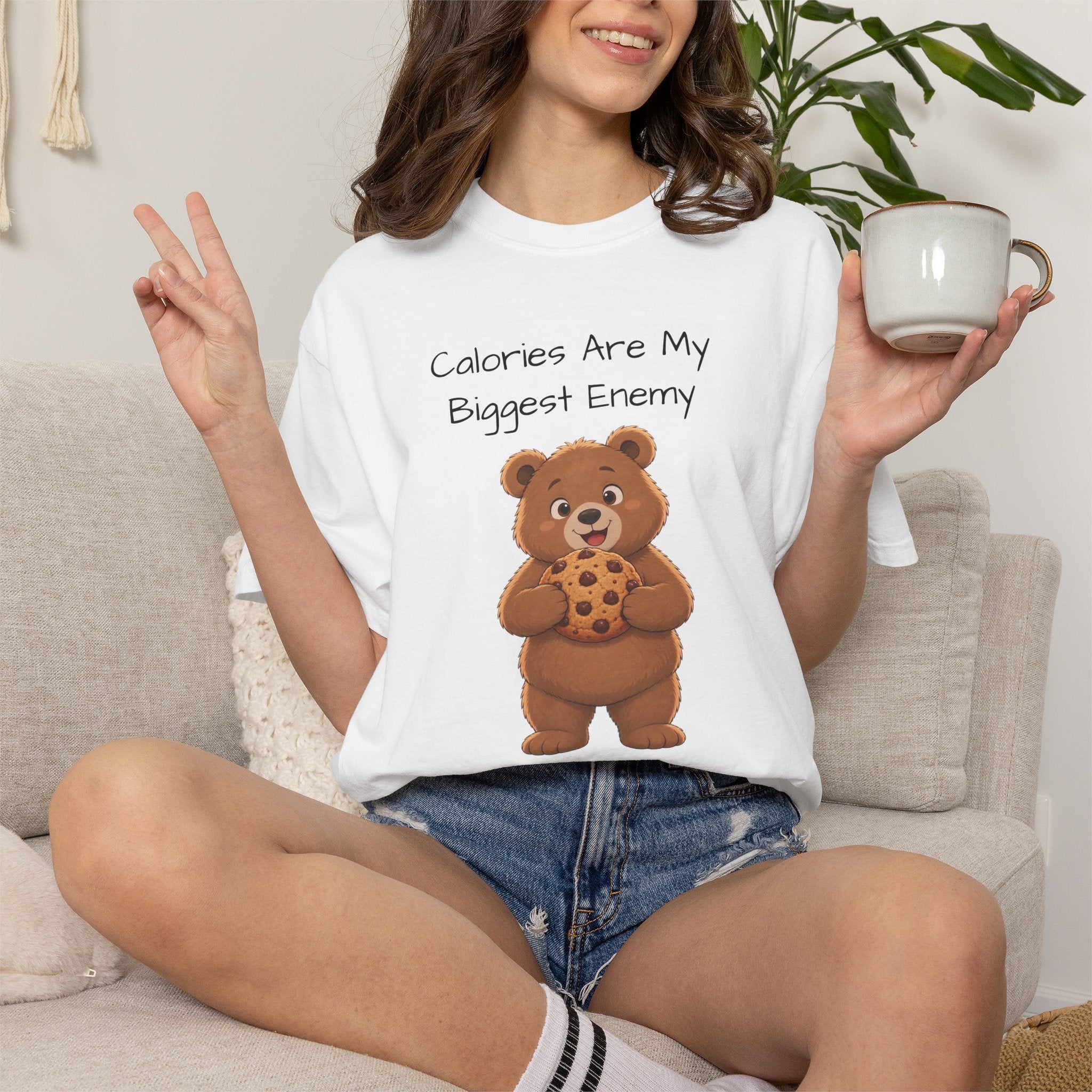 Calories Are My Biggest Enemy T-Shirt| Cute Bear Graphic Tee | Unisex Bear Lover Gift