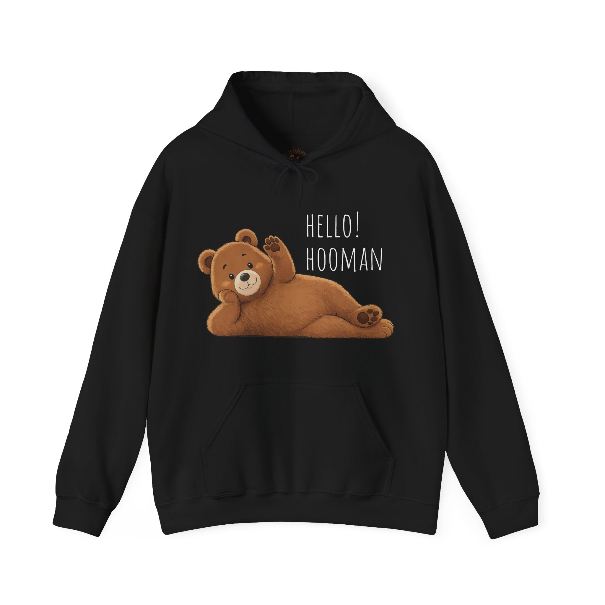 Hello Hooman Bear Hoodie | Cute Bear Graphic Unisex Hoodie | Cozy Animal Lover Gift