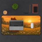 Cute Bear Desk Mat 32x16" | Large Mouse Pad | Cozy Office Desk Decor | Sunset Bear Gaming Mat | Bear Lover Gift